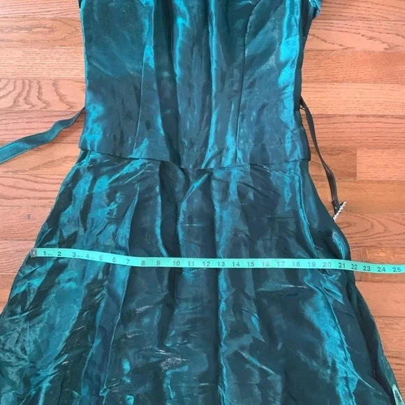 Vintage Laura Salkin Emerald Green Short Sleeve Maxi Formal Dress Size 11/12 - Picture 12 of 14